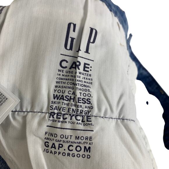Gap Denim Jeans Size 32 14 S Cheeky Straight High Rise Blue Holes Med Wash NEW - Picture 10 of 12